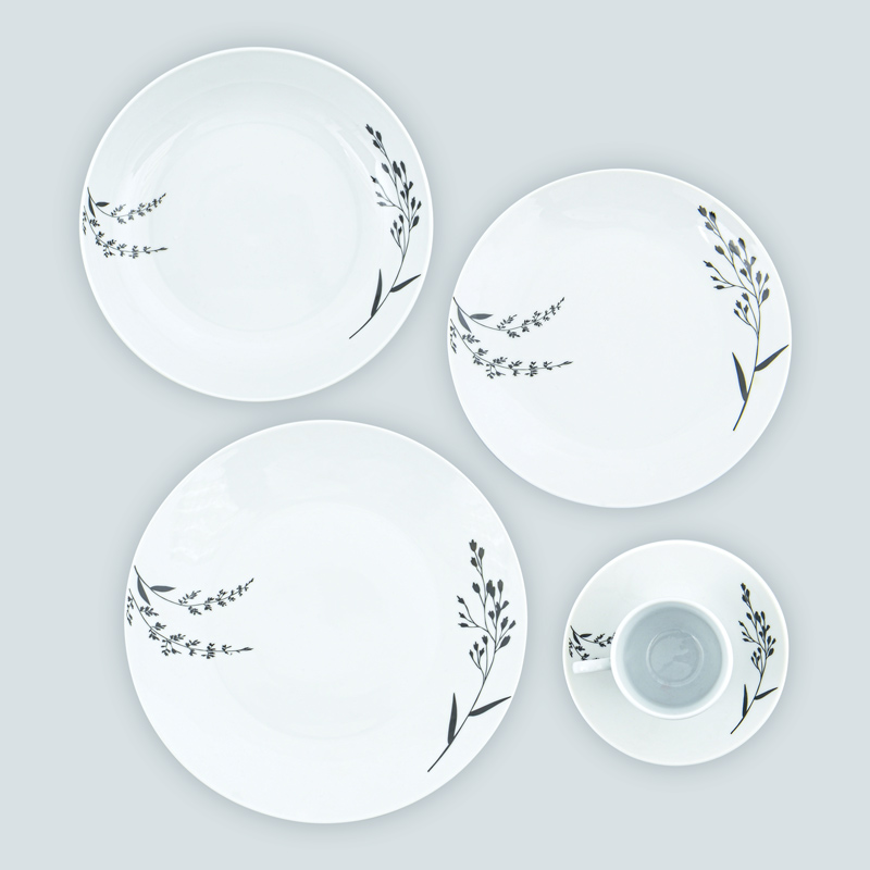 ECHTWERK Service De Table 30 Pièces Vintage BlackStyle – Design Moderne Élégant En Faïence, Pour 6 Personnes, Assiettes Plates, Creuses, à Dessert, Bols Et Tasses à Thé